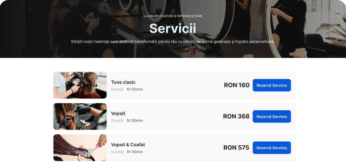sistem de programări online pentru saloane