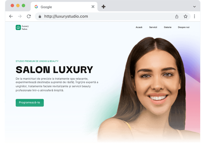 Construiește un site pentru salon de infrumusetare pe loc.