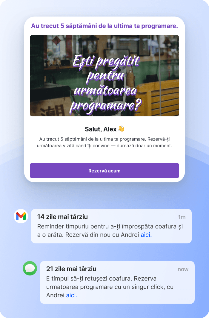 Programari La Saloane - notificări de reprogramare și promoții în sistemul de fidelizare TimeTailor