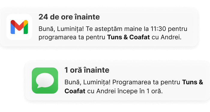 Aplicație Programări Salon profil client